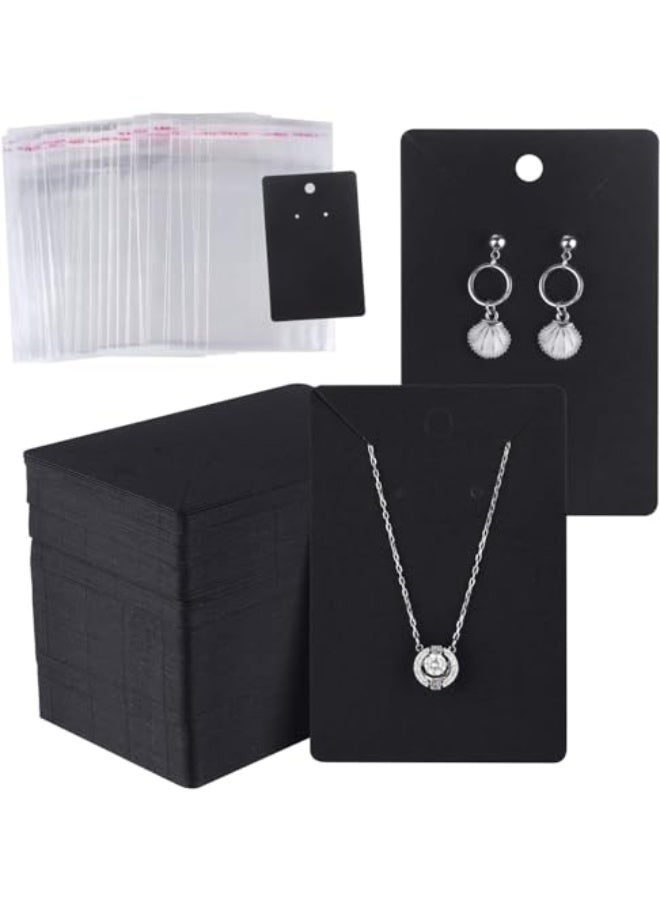 CLENEA 150 Set Earring Display Card with 150 Pcs Self-Seal Bags, Earring Holder Card for Selling DIY Ear Studs, Earrings and Jewelry Display (Black) - Image 1